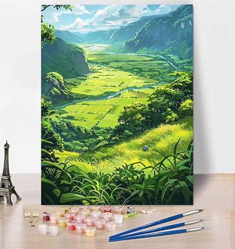 DIY Malen Nach Zahlen Erwachsene Wiese, Malen Nach Zahlen Landschaft Malen Nach Zahlen ab 10 Jahre Mädchen mit Pinseln und Acrylfarben, Paint by Numbers für Zimmer Deko, Geschenke 100x135cm 7-O von LUESUAYN