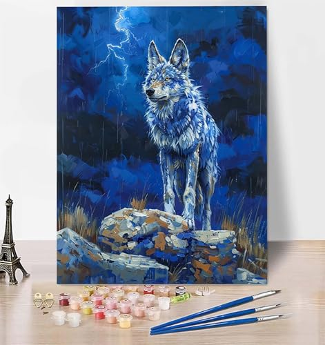 DIY Malen Nach Zahlen Erwachsene Wolf, Malen Nach Zahlen Tier Malen Nach Zahlen ab 10 Jahre Mädchen mit Pinseln und Acrylfarben, Paint by Numbers für Zimmer Deko, Geschenke für Frauen 20 x 30 cm 5-L von LUESUAYN