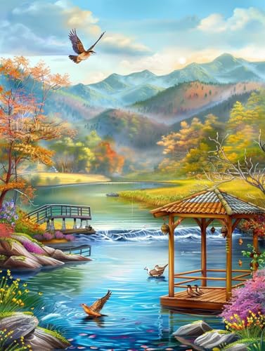 Diamond Painting Herbst Diamond Painting Erwachsene Groß XXL Landschaft Crystal Art Bastelset Erwachsene Anfänger DIY Mosaikherstellung Bastelset für Zimmer Deko, Geschenke (35 * 50cm) -2502yJW von LUESUAYN