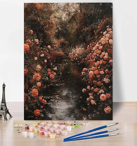 LUESUAYN Malen Nach Zahlen Blume Malen Nach Zahlen Erwachsene, Malen Nach Zahlen Kinder Landschaft Bastelset Erwachsene Malen-Nach-Zahlen mit Pinseln und Acrylfarben für Deko, Geschenke 60 x 80cm E-P von LUESUAYN