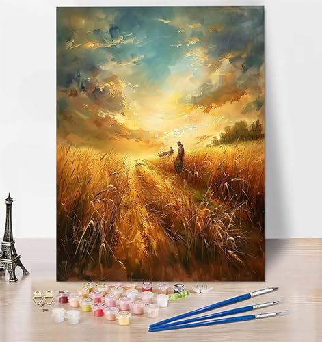 LUESUAYN Malen Nach Zahlen Herbst Malen Nach Zahlen Erwachsene, Malen Nach Zahlen Kinder Landschaft Bastelset Erwachsene Malen-Nach-Zahlen mit Pinseln und Acrylfarben für Deko, Geschenke 70x95 cm 4-0 von LUESUAYN