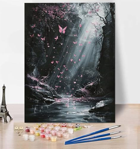 LUESUAYN Malen Nach Zahlen Schmetterling Malen Nach Zahlen Erwachsene, Malen Nach Zahlen Kinder Landschaft Bastelset Erwachsene Malen-Nach-Zahlen mit Pinseln und Acrylfarben für Deko 100 x 135 cm 8-Z von LUESUAYN