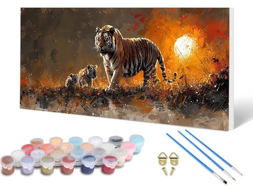 Malen Nach Zahlen Erwachsene Tiger Malen Nach Zahlen Tier, DIY Set Erwachsene Paint by Numbers mit 3 Pinsel und Acrylfarben & Knitterfreie Leinwand für Zimmer Deko Wohnzimmer 60X120CM -lsy2506H3 Malen Nach Zahlen Erwachsene Tiger Malen Nach Zahlen Tier, DIY Set Erwachsene Paint by Numbers mit 3 Pinsel und Acrylfarben & Knitterfreie Leinwand für Zimmer Deko Wohnzimmer 60X120CM -lsy2506H3 von LUESUAYN