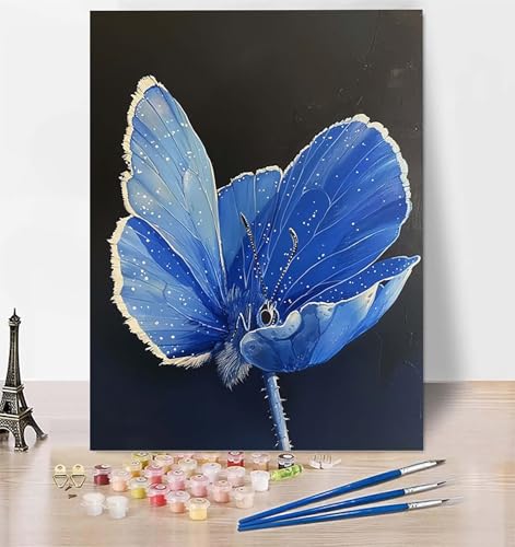 Malen Nach Zahlen Schmetterling Malen Nach Zahlen Erwachsene, Malen Nach Zahlen Kinder Blume Bastelset Erwachsene Malen-Nach-Zahlen mit Pinseln und Acrylfarben für Deko, Geschenke 40x50 cm J-8 von LUESUAYN