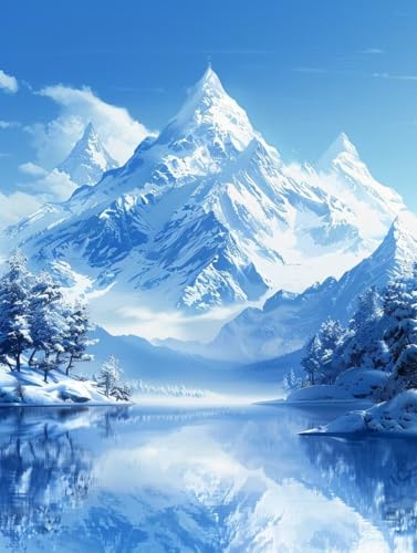 Schneeberg Diamond Painting XXL Landschaft Crystal Art, Diamond Painting Eckige Steine Basteln Erwachsene DIY Stickerei Kreuzstich Bastelset für Wanddeko, Zimmer Deko, Geschenke 20x30cm -2502yD5 von LUESUAYN