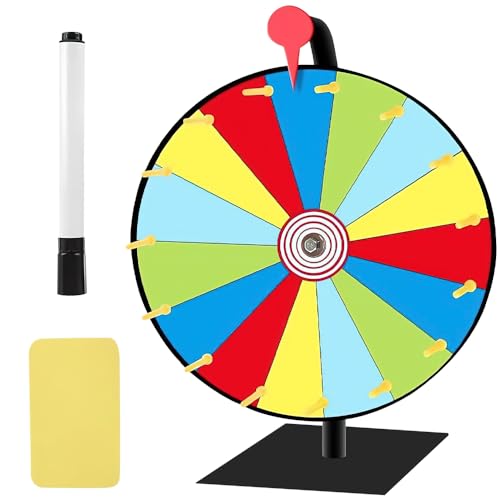 LUFEIS Glücksrad zum Drehen, Glücksrad Spielzeug mit Radiergummi und Markierstift, 12 Zoll 15 Slots Spinning Prize Wheel, Gluecksrad Gluecksrad für Lotteriespiele, Wortspiele, Karneval Party, Preisrad von LUFEIS