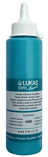 LUKAS CRYL liquid 250 ml - Flüssige Acrylfarbe in Profi-Qualität - Farbton Kobalttürkis von LUKAS