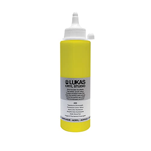 Lukas Cryl Studio 250 ml, Acrylfarbe in Premium-Qualität, Tagesleuchtfarbe Zitronengelb von LUKAS