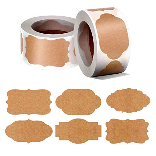 Kraft-Etiketten, 2 Rollen 600 Stück Selbstklebende Etiketten, Kraftpapier Aufkleber für Geschenke, Dekoration, Flasche, Dosen, Marmelade, Handarbeit, DIY Projekt von LUKASOHY