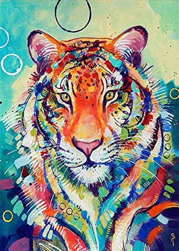 LUKDUNG 5D Diamant Painting Bilder Full Groß Diamond Painting DIY Diamant Malerei Cross Stitch Stickerei Kunsthandwerk Set für Erwachsene Kinder Wanddekoration für Zimmer Haus Büro (10.Tiger-30X40cm) von LUKDUNG