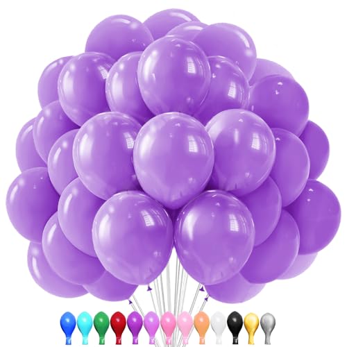 LUKIUP 100 Stück 30 CM Lila Luftballon,12 Zoll Lila Latex Ballons, Lila Partydekoration Geeignet für Geburtstage Hochzeit Valentinstag Graduierung Kommunion Thema Party von LUKIUP