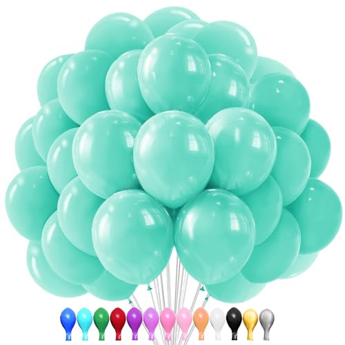 LUKIUP 100 Stück 30 CM Tiffany-Blau Luftballon,12 Zoll Tiffany-Blau Latex Ballons, Tiffany-Blau Partydekoration Geeignet für Geburtstage Hochzeit Valentinstag Graduierung Kommunion Thema Party von LUKIUP