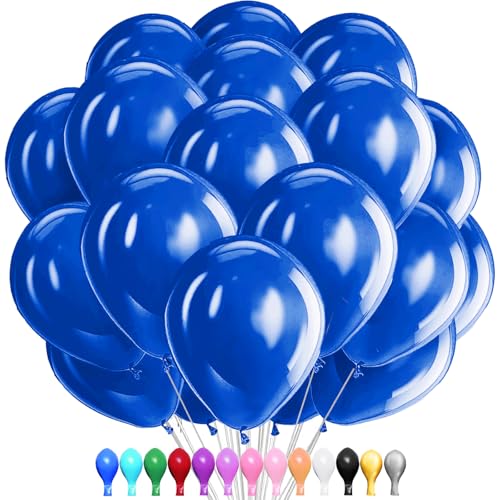 LUKIUP 100 Stück Luftballons Blau,12 Zoll Blau Latex Ballons, Dunkelblau Partydekoration Geeignet für Geburtstage Hochzeit Valentinstag Graduierung Kommunion Thema Party von LUKIUP