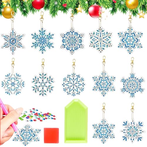 LUKIUP 12 PCS Diamond Painting Weihnachten, Diamond Painting Kinder, Diamond Painting Kinder DIY Basteln Weihnachten, Making Weihnachtsbaum Fenster Hängend Winter Deko von LUKIUP