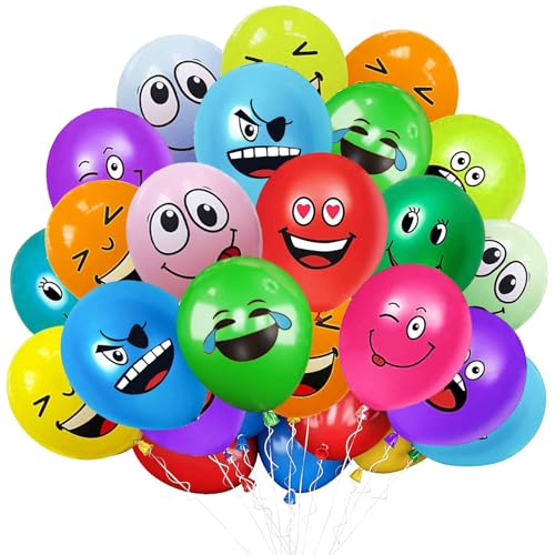 50/100/200 Stück Emotion Serie Latex Luftballons,12 Zoll luftballons smiley, Niedlich Lustig Luftballons, Verschiedene emotion luftballon, für Kinder Geburtstag Deko Jungen Mädchen Baby Shower(200) von LUKIUP