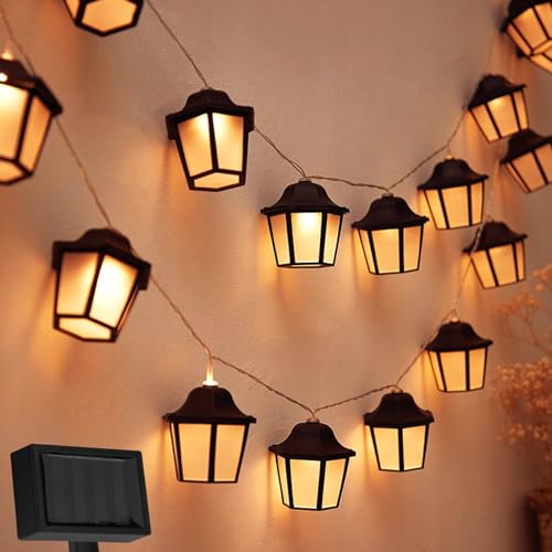 Lumiled Lichterkette Laterne Solar außen 10 Laterne LEDs 3,8 Meter Warmweiß 3000K Solarlichterkette Laternen Outdoor Lichterketten Hochzeit Balkon Terrasse Garten Deko wetterfest Solarleuchte von Lumiled