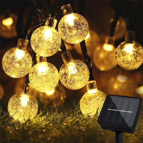 Lumiled Solar Lichterkette Aussen 11M 50 LED Kristall Kugeln Solarlichterkette Warmweiß Außen Wasserdicht IP44 für Garten Terrasse Balkon Hochzeit Party Outdoor Weihnachten Ostern Kristallkugeln von Lumiled