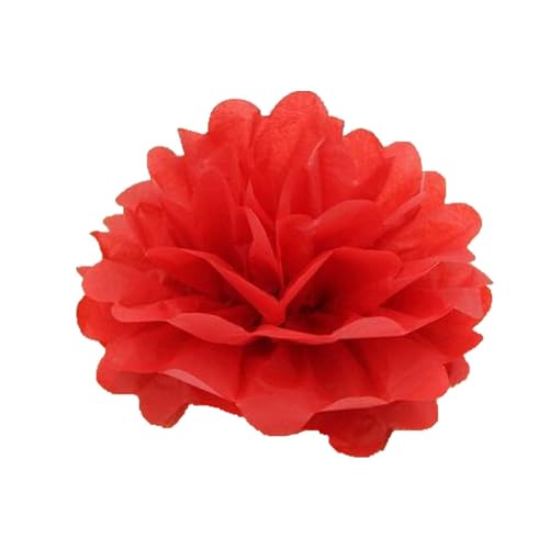 30 Stück Papier Blume Ball Pfingstrose Kugelblume Seidenpapier Pom Pom Pompons Blumen-Ball Dekorpapier Für Hochzeiten Partydekorationen DIY Kostüme Kopfschmuck Und Grußkarten 15cm-Farbe：Rot von LUMoony