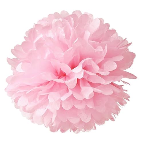 30 Stück Papier Blume Ball Pfingstrose Kugelblume Seidenpapier Pom Pom Pompons Blumen-Ball Dekorpapier Für Hochzeiten Partydekorationen DIY Kostüme Kopfschmuck Und Grußkarten 15cm-Hellrosa von LUMoony