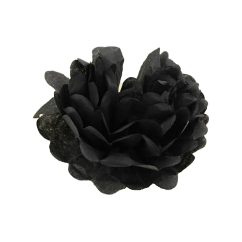 30 Stück Papier Blume Ball Pfingstrose Kugelblume Seidenpapier Pom Pom Pompons Blumen-Ball Dekorpapier Für Hochzeiten Partydekorationen DIY Kostüme Kopfschmuck Und Grußkarten 15cm-Schwarz von LUMoony