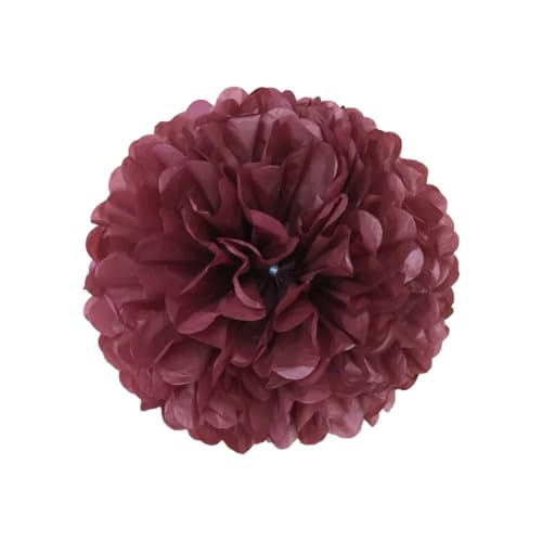 30 Stück Papier Blume Ball Pfingstrose Kugelblume Seidenpapier Pom Pom Pompons Blumen-Ball Dekorpapier Für Hochzeiten Partydekorationen DIY Kostüme Kopfschmuck Und Grußkarten 15cm-Weinrot von LUMoony