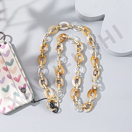 Bunte Natürlicher Kristallstein Kies Perle Handykette 1Pcs Langes Telefon-Umhängeband aus Acryl Perlen-Telefonkette Schlüsselanhänger Seil Universale Handy Kette Chain Perlenkette mit Abnehmbare von LUMoony