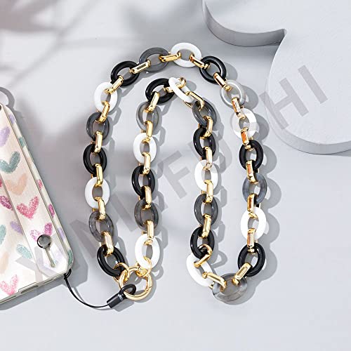 Bunte Natürlicher Kristallstein Kies Perle Handykette 1Pcs Langes Telefon-Umhängeband aus Acryl Perlen-Telefonkette Schlüsselanhänger Seil Universale Handy Kette Chain Perlenkette mit Abnehmbare von LUMoony