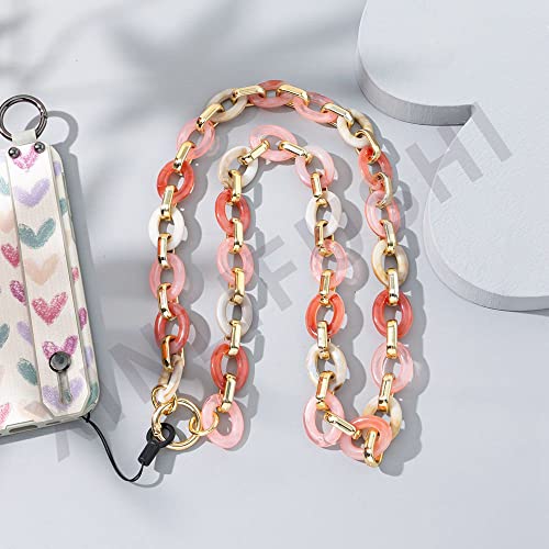 Bunte Natürlicher Kristallstein Kies Perle Handykette 1Pcs Langes Telefon-Umhängeband aus Acryl Perlen-Telefonkette Schlüsselanhänger Seil Universale Handy Kette Chain Perlenkette mit Abnehmbare von LUMoony