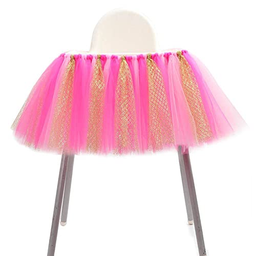 Geburtstag Hochstuhl Tutu Tüll Rock Glitter Tischrock Baby Hochstuhl Deko Hochstuhl Tischrock Dekoration Partyzubehör Dekoration für Kinderstuhl Deko Babyparty Weihnachten Candy Taufe Partyzubeh von LUMoony