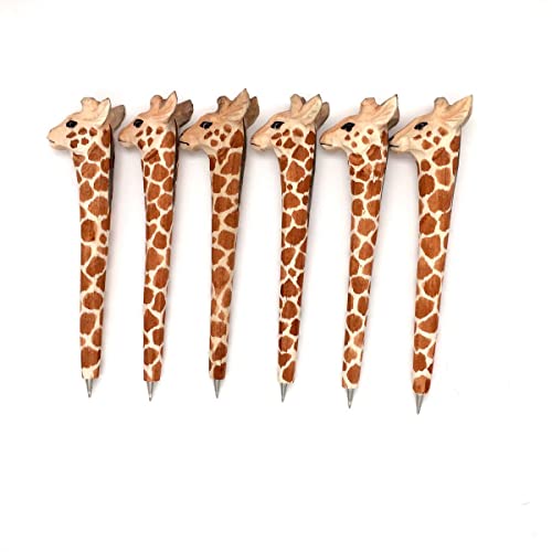 LUMoony 1Pcs 18cm Holz Kugelschreiber Handgemachte Kugelschreiber Giraffe Holzschnitzerei Cartoon Stift Giraffe Kugelschreiber Stifte für Schule Büro Bedarf von LUMoony