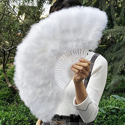 LUMoony 1Pcs Faltfächer Handfaecher Federfächer Federfächer Handfächer Retro Handfächer Damen Damen Fächer Feder für Hochzeit,Halloween,Party, Gastgeschenk, Outdoor Federn, Kostüm, Accessoire von LUMoony