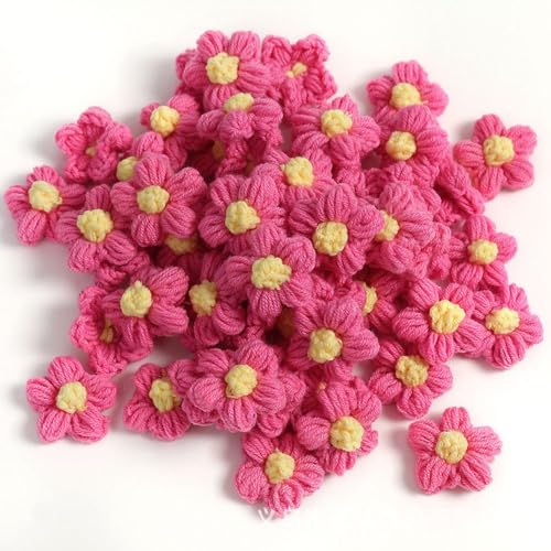 LUMoony 30Pcs Gehäkelte Blumenapplikationen 3cm Blumen Patches Gestrickte Applikationen zum Aufnähen DIY Nähapplikationen Verzierungen Mit Kleinen Blumen Hochzeitssachen Kleidung Patchr zierungen von LUMoony