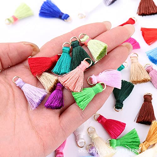 LUMoony 50Pcs 1.5cm Mini Bunte Troddel Quasten Baumwollfaden Quaste Kleine Quaste Anhänger Bunt klein Quaste aus Baumwolle DIY Handwerk Zubehör Baumwollfaden Quaste Kleine Quaste Anhänger von LUMoony