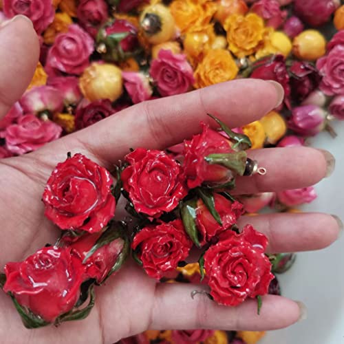 LUMoony 5Pcs Rose Baumeln Charms Anhänger Rosen Blumen Anhänger DIY handgemachter getrockneter Blumen-Anhänger-Schmuck 3D Harz Rote Rose Blume Charme Perlen von LUMoony