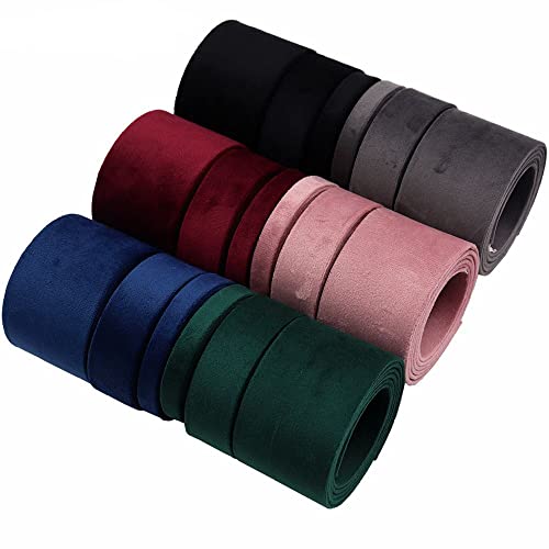 LUMoony 6 Yards Samtband Farbe Samtband Doppelseitiges Band Farben Samtband für Paketverpackung, Haarschleife Clips Herstellung, Nähen, Hochzeitsdekorationen DIY Zubehör von LUMoony