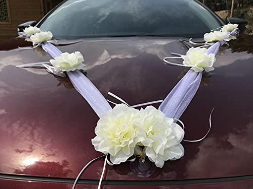 LUMoony Autoschmuck Dekoration Rose Auto Schmuck Autoschmuck Hochzeit Braut Paar Rose Deko Dekoration Auto Blumenschmuck Hochzeit Deko Hochzeitsschmuck Hochzeitsauto Deko Car Wedding Girlande von LUMoony