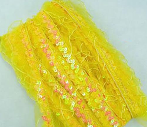 LUMoony Glitzer Pailletten Spitzenband Paillettenband 12 M 2.5-3cm Vintage Organza Rüschen Paillette Stoff Ribbon Applique Trim Spitzenborte Dekoband für DIY Nähen Hochzeit Kostüme Deko von LUMoony