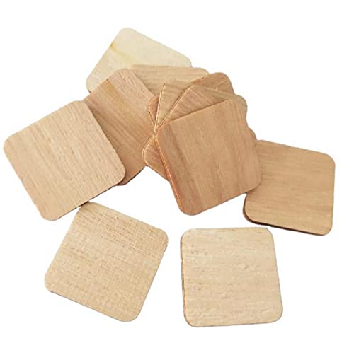 LUMoony Holzscheiben 100Pcs Unvollendete Quadratische Holz Scheiben Holzscheiben Baumscheiben Holzplättchen Holz Streudeko Streuteile Weihnachten Konfetti Hochzeit Tischdeko für DIY Dekoration von LUMoony