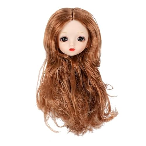 LUNYY 1/6 BJD Puppenkopf mit goldbraunen schwarzen Haaren für 30 cm Puppe Europa rot DIY Kopfbedeckung für alte Puppenzubehör Spielzeug von LUNYY