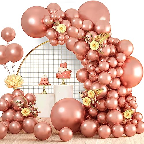 Luftballons Rosegold, 120 Stück Luftballon Girlande Rosegold Metallic, 18 12 10 5 Zoll Ballon Girlande Rosegold, Luftballons Geburtstag Babyparty Hochzeit Party Deko von LUOBITO