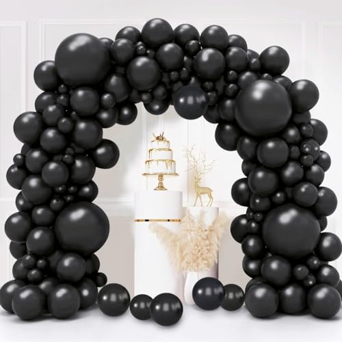 Luftballons Schwarz, 130 Stück Schwarze Ballon Girlande Set, 18 12 10 5 Zoll Latex Helium Luftballon Girlande Schwarz, Party Luftballons Ballonbogen für Geburtstag Hochzeit Babyparty Halloween Deko von LUOBITO