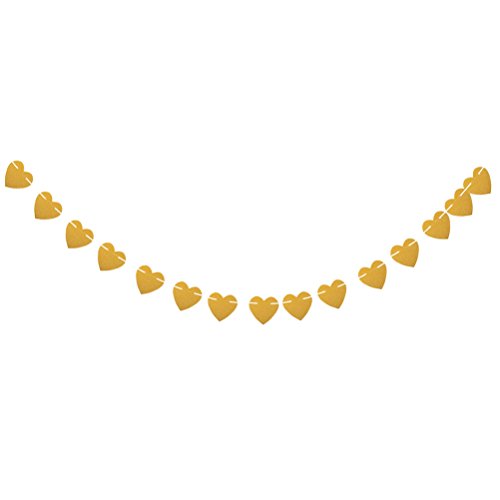 LUOEM Herz Banner Herz Girlande Banner Glitter Herz-förmige Banner String Papier Garland hängende Bunting Banner für Valentinstag Hochzeit Geburtstag Baby Shower Party Dekorationen (Gold) von LUOEM