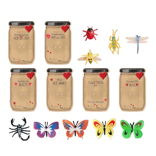 LUOFENG Grußkarten-Set mit Wortspiel-Geschenken, Insekten-Wortspiel-Witzen, quadratisch, für lustige Wortspiele zum Valentinstag von LUOFENG