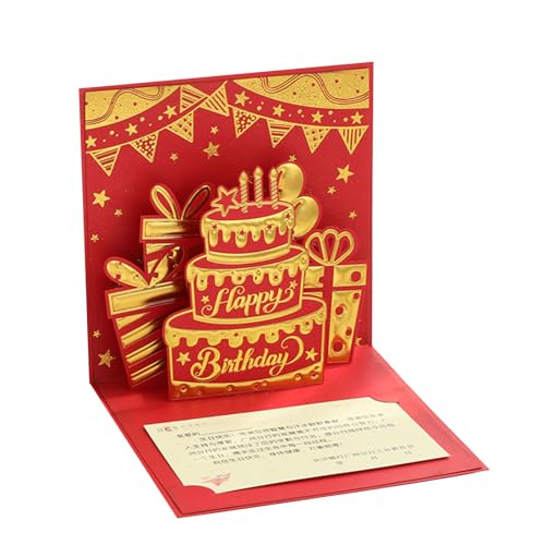 LUOFENG Umschlagkuchen-Geburtstagskarte, Geburtstagsgrußkarten, faltbare 3D-Kuchenkarte mit Umschlag für Geburtstage und Partys von LUOFENG