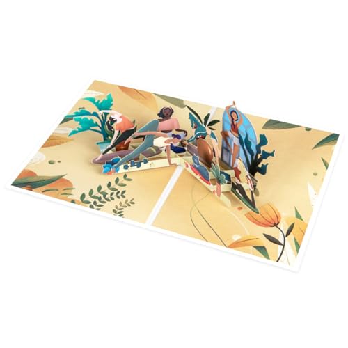 LUOFENG Yoga-Geburtstagskarte für Frauen, 3D-Popup-Grußkarte mit Umschlag für Freund, Fitness, Sportliebhaber, Papierpostkarten, Party-Geschenk von LUOFENG