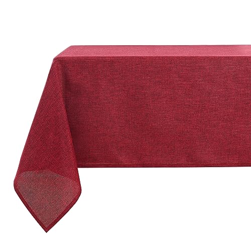 LUOLUO Rechteckige Tischdecke Faux Leinen Tischdecke Waschbare Tischdecke für Esszimmer Partys Küche Restaurant Rot 145 x 300 cm von LUOLUO