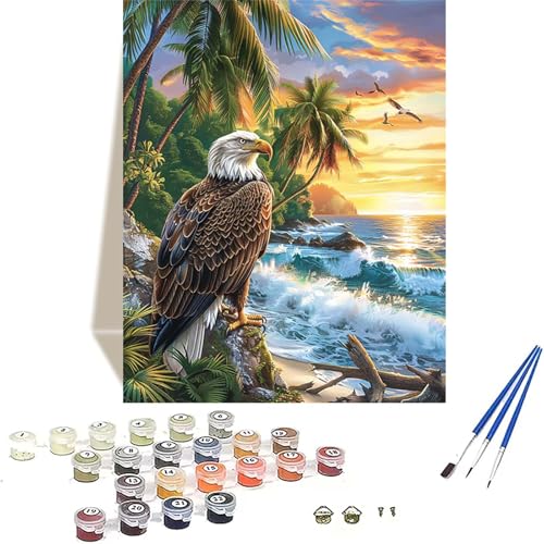 Adler Malen Nach Zahlen Erwachsene, Sonnenuntergang Malen Nach Zahlen kinder Leinwand mit Pinseln und Acrylfarbe, DIY Paint by Numbers Adult und Anfänger, für Home Decor, Geschenk - 100 x 135 cm M-P von LUOLYYEI