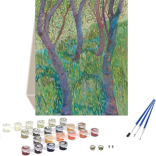 Baum Malen Nach Zahlen Erwachsene, Wiese Malen Nach Zahlen kinder Leinwand mit Pinseln und Acrylfarbe, DIY Paint by Numbers Adult und Anfänger, für Home Decor, Geschenk - Ohne Rahmen 100x135CM Y-1 von LUOLYYEI