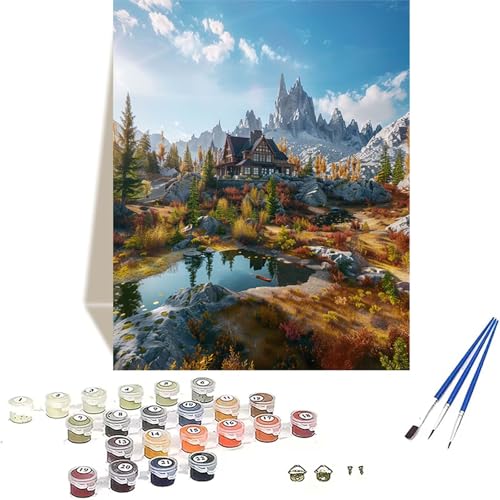 Berg Malen Nach Zahlen Erwachsene, Herbst Malen Nach Zahlen kinder Leinwand mit Pinseln und Acrylfarbe, DIY Paint by Numbers Adult und Anfänger, für Home Decor, Geschenk - Ohne Rahmen 100 x 135 cm 5-I von LUOLYYEI