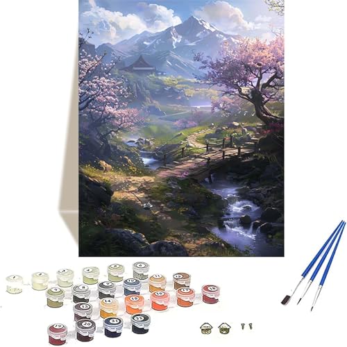 Berg Malen Nach Zahlen Erwachsene, Landschaft Malen Nach Zahlen kinder Leinwand mit Pinseln und Acrylfarbe, DIY Paint by Numbers Adult und Anfänger, für Home Decor, Geschenk - 100 x 135 cm H-P von LUOLYYEI